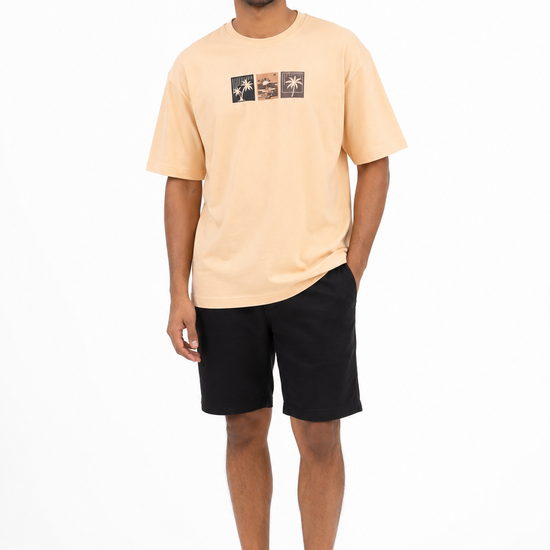 Men's beige light green and navy T-shirt - view 2