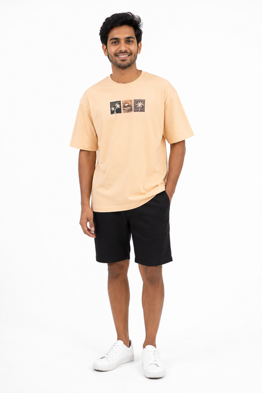 Men's beige light green and navy T-shirt - view 2