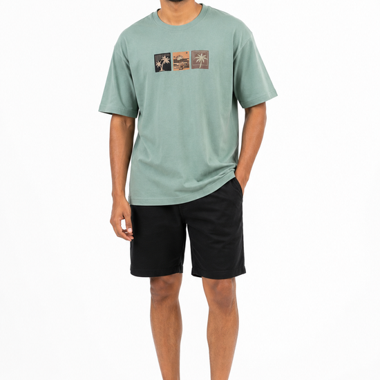 Men's beige light green and navy T-shirt - view 1