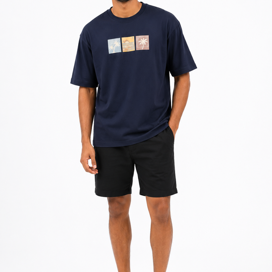 Men's beige light green and navy T-shirt - view 3