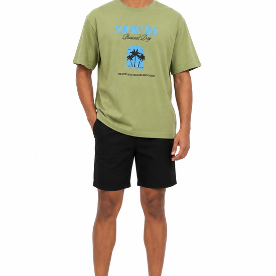 Men's green and white casual T-shirt - view 1