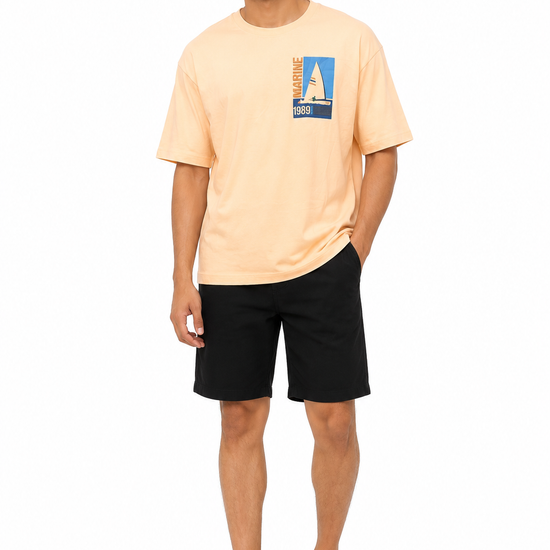 Men's beige black and light blue T-shirt - view 1