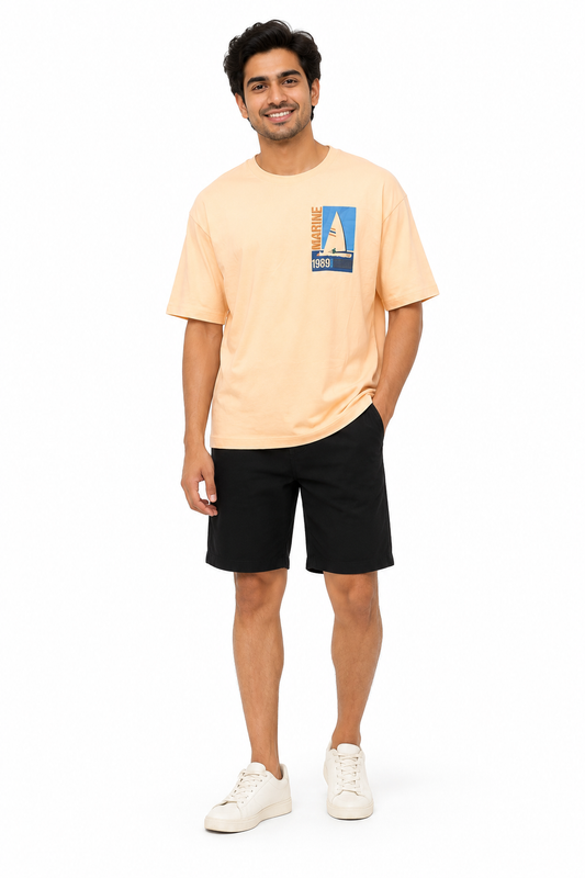 Men's beige black and light blue T-shirt - view 1
