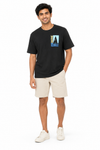 Men's beige black and light blue T-shirt - view 3