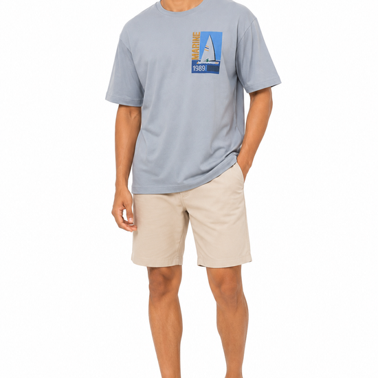 Men's beige black and light blue T-shirt - view 2