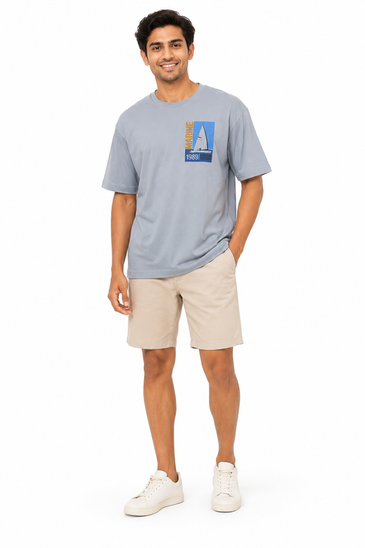 Men's beige black and light blue T-shirt - view 2