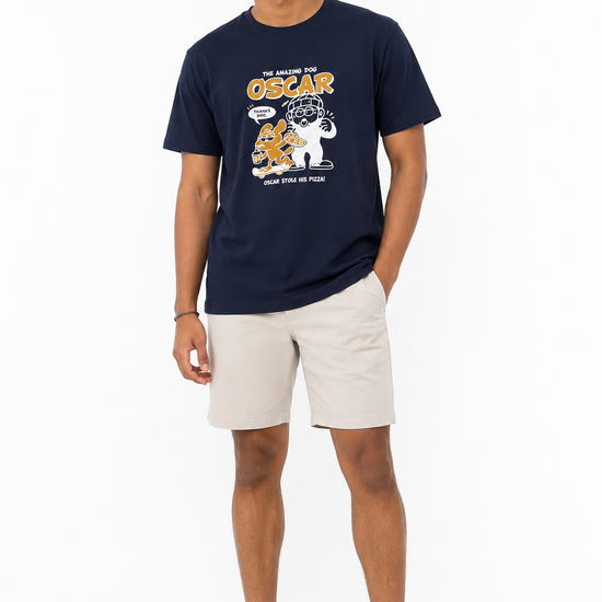 Men's navy blue and white everyday T-shirt - view 1