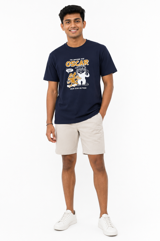 Men's navy blue and white everyday T-shirt - view 1