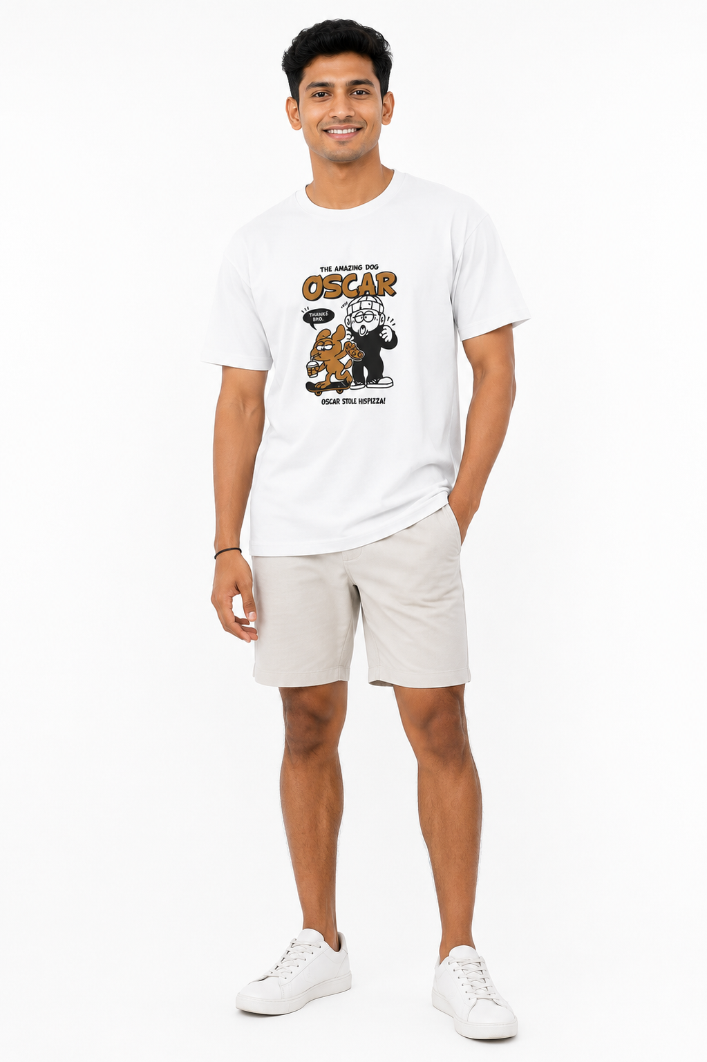 Men's navy blue and white everyday T-shirt - view 2