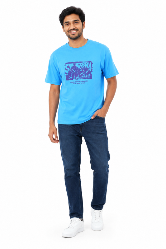 Men's blue and light blue casual T-shirt - view 2