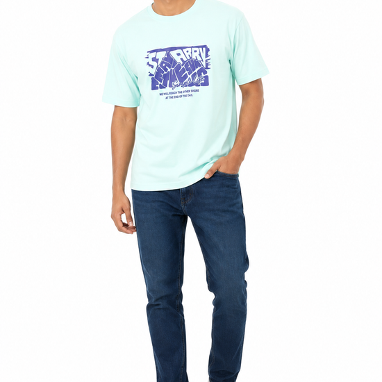 Men's blue and light blue casual T-shirt - view 1