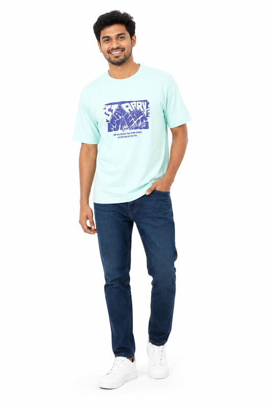 Men's blue and light blue casual T-shirt - view 1