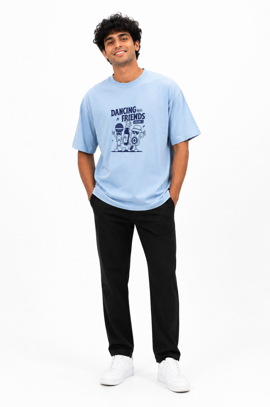 Men's blue green and light blue T-shirt - view 4