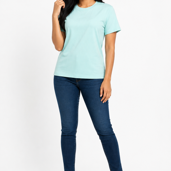 Women's plain crew-neck short-sleeve T-shirt - Light Green variant