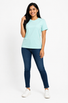 Women's plain crew-neck short-sleeve T-shirt - Light Green variant