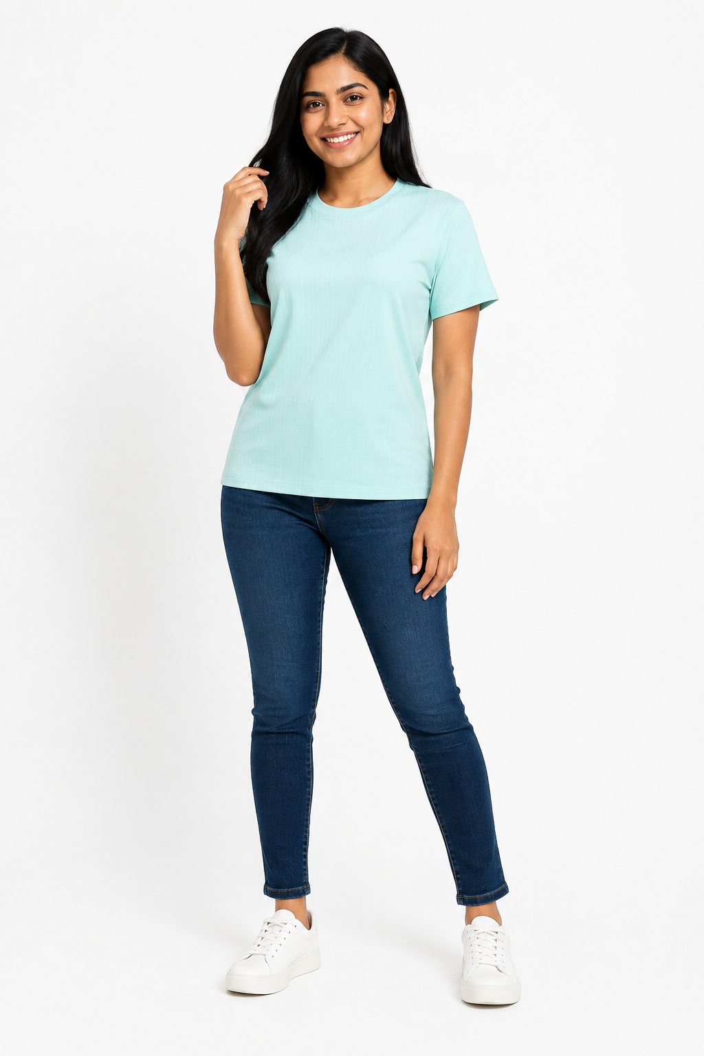 Women's plain crew-neck short-sleeve T-shirt - Light Green variant