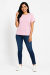Women's plain crew-neck short-sleeve T-shirt - Pink variant