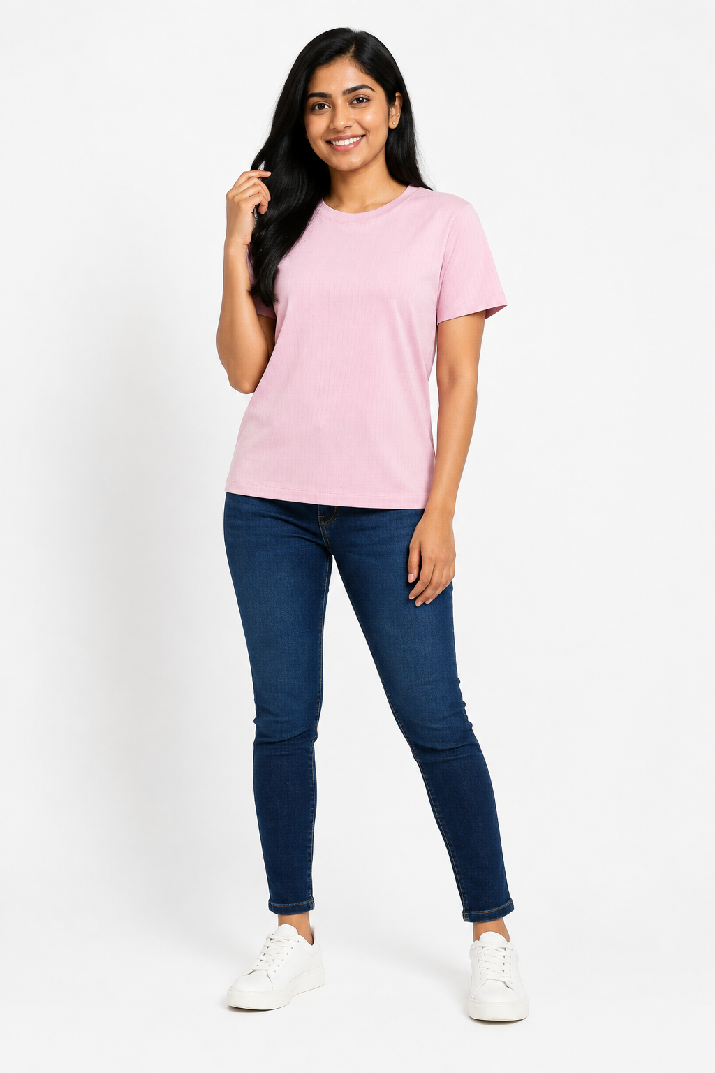 Women's plain crew-neck short-sleeve T-shirt - Pink variant
