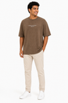 Men's acid-wash Driven by Purpose slogan T-shirt - Khaki variant
