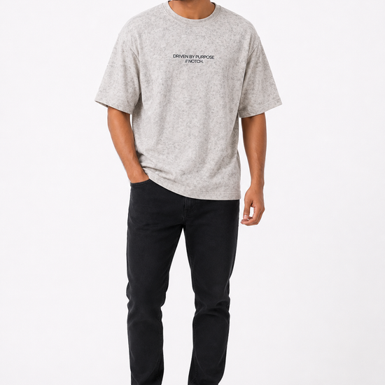 Men's acid-wash Driven by Purpose slogan T-shirt - White variant