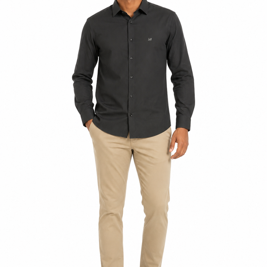 Men's black and green long sleeve shirt - view 1