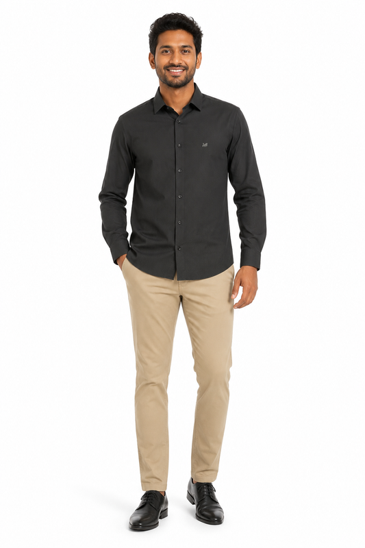 Men's black and green long sleeve shirt - view 1