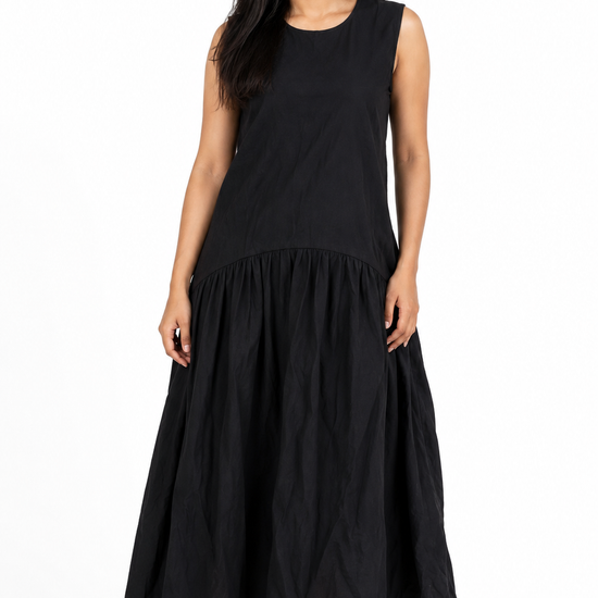 Women's black drop-waist maxi dress