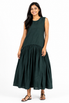 Women's green drop-waist maxi dress