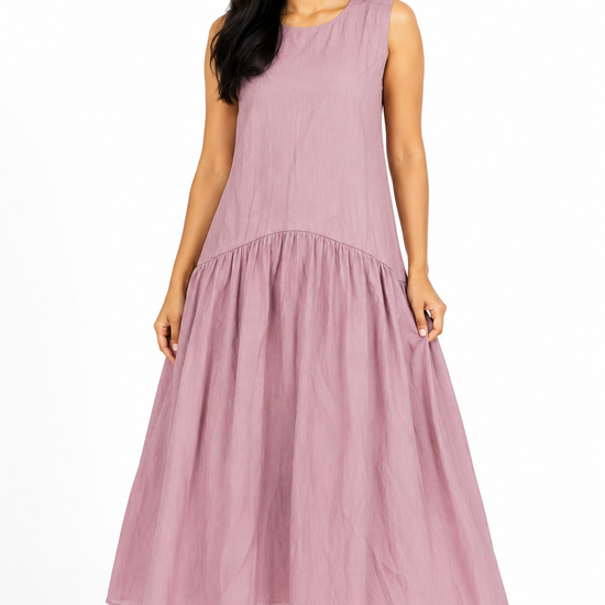 Women's pink drop-waist maxi dress