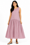 Women's pink drop-waist maxi dress