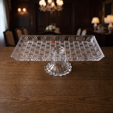 Crystal Glass Square Cake Stand with Pedestal