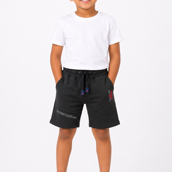 Boys' black casual drawstring shorts