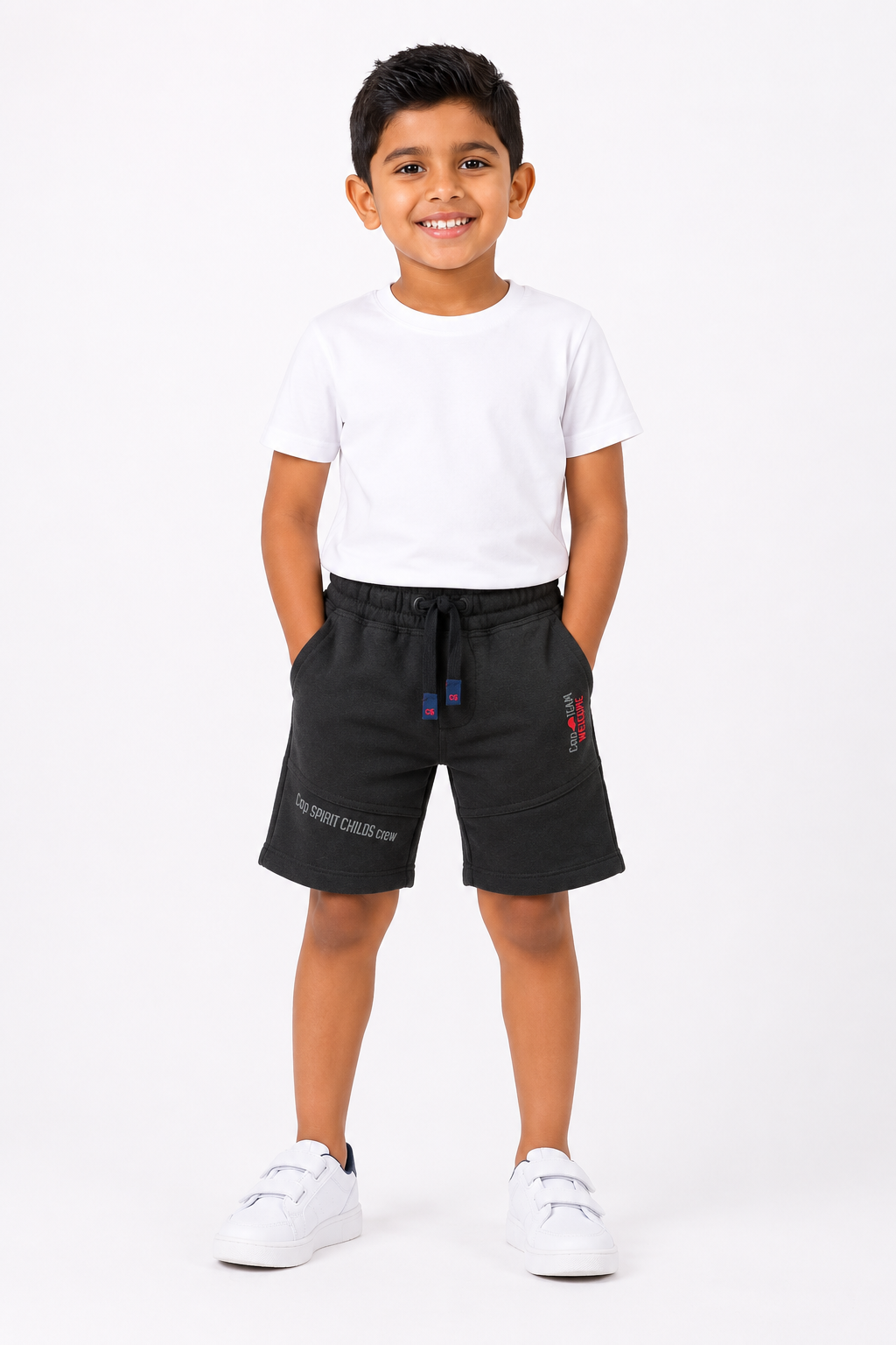 Boys' black casual drawstring shorts