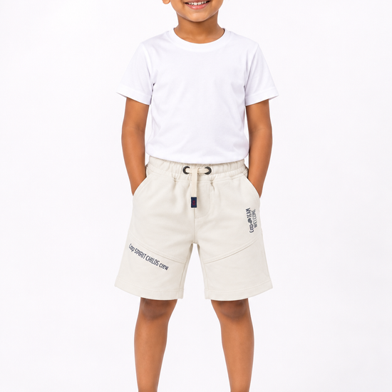 Boys' butter white casual drawstring shorts