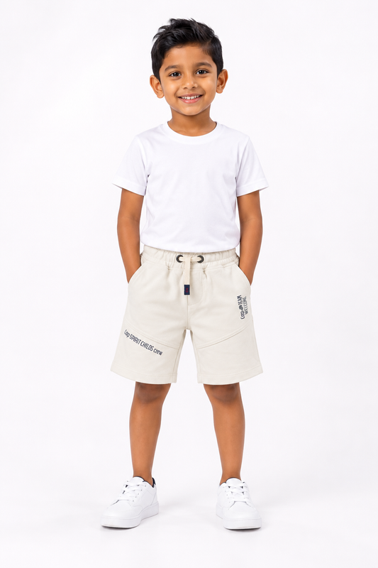 Boys' butter white casual drawstring shorts