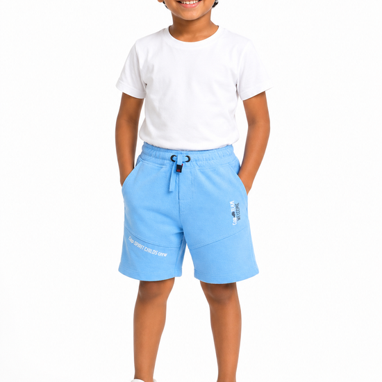 Boys' blue graphic drawstring shorts