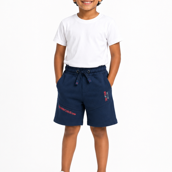 Boys' navy blue graphic drawstring shorts