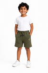 Boys' olive green graphic drawstring shorts