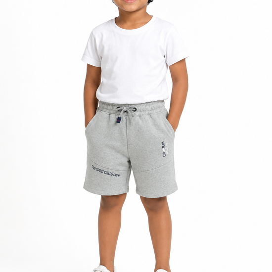 Boys' light ash graphic drawstring shorts