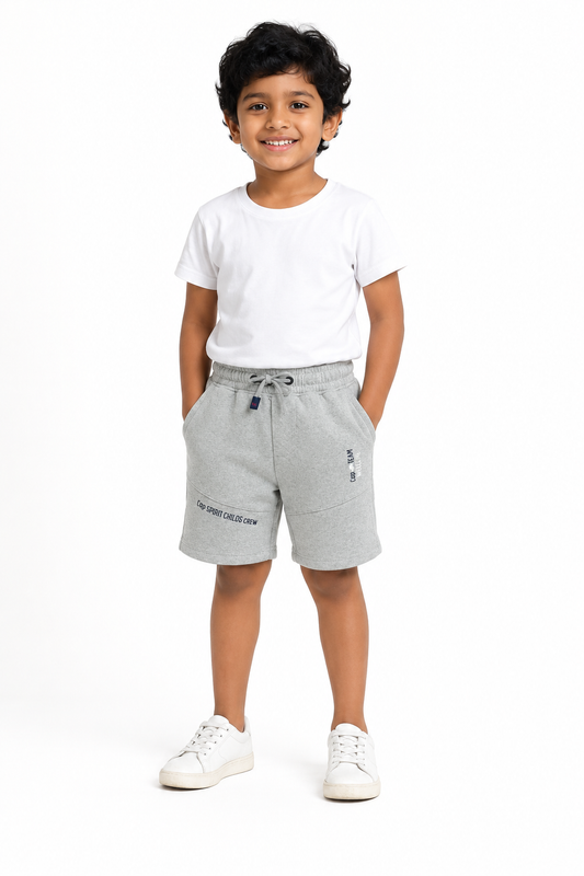 Boys' light ash graphic drawstring shorts