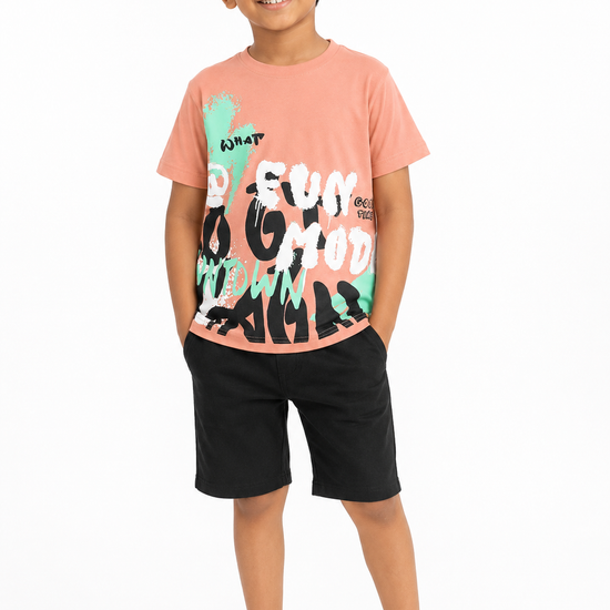Boys' peach white and yellow casual T-shirt - view 2