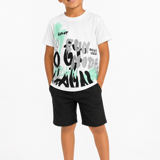 Boys' peach white and yellow casual T-shirt - view 1