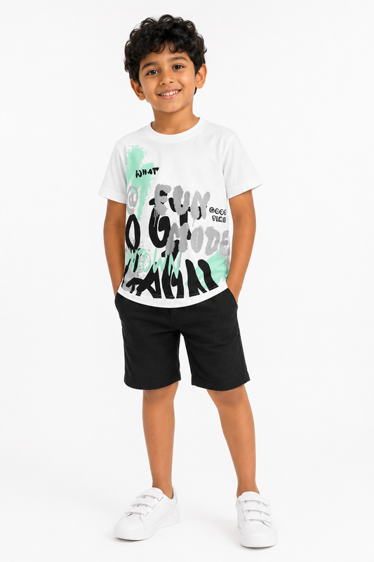 Boys' peach white and yellow casual T-shirt - view 1