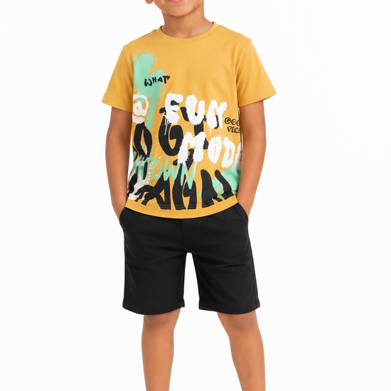 Boys' peach white and yellow casual T-shirt - view 3