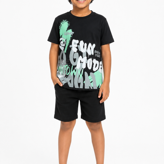 Boys' black and light blue casual T-shirt - view 1
