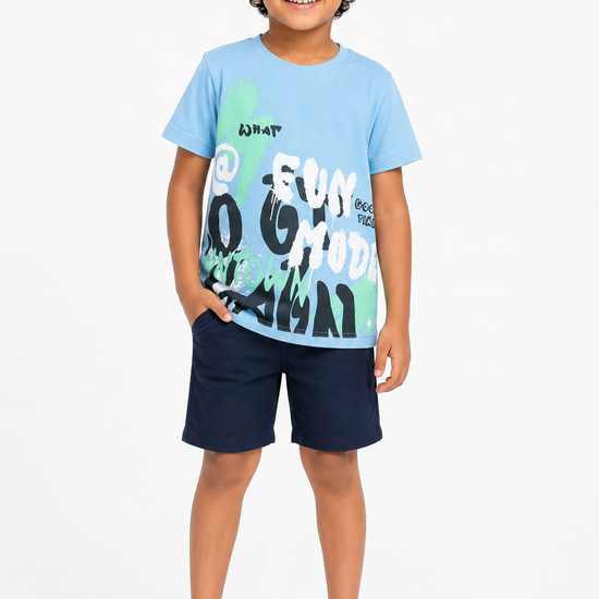 Boys' black and light blue casual T-shirt - view 2