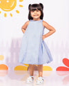 Girls' blue sleeveless A-line dress