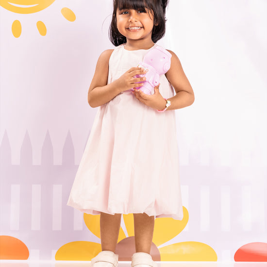 Girls' pink sleeveless A-line dress