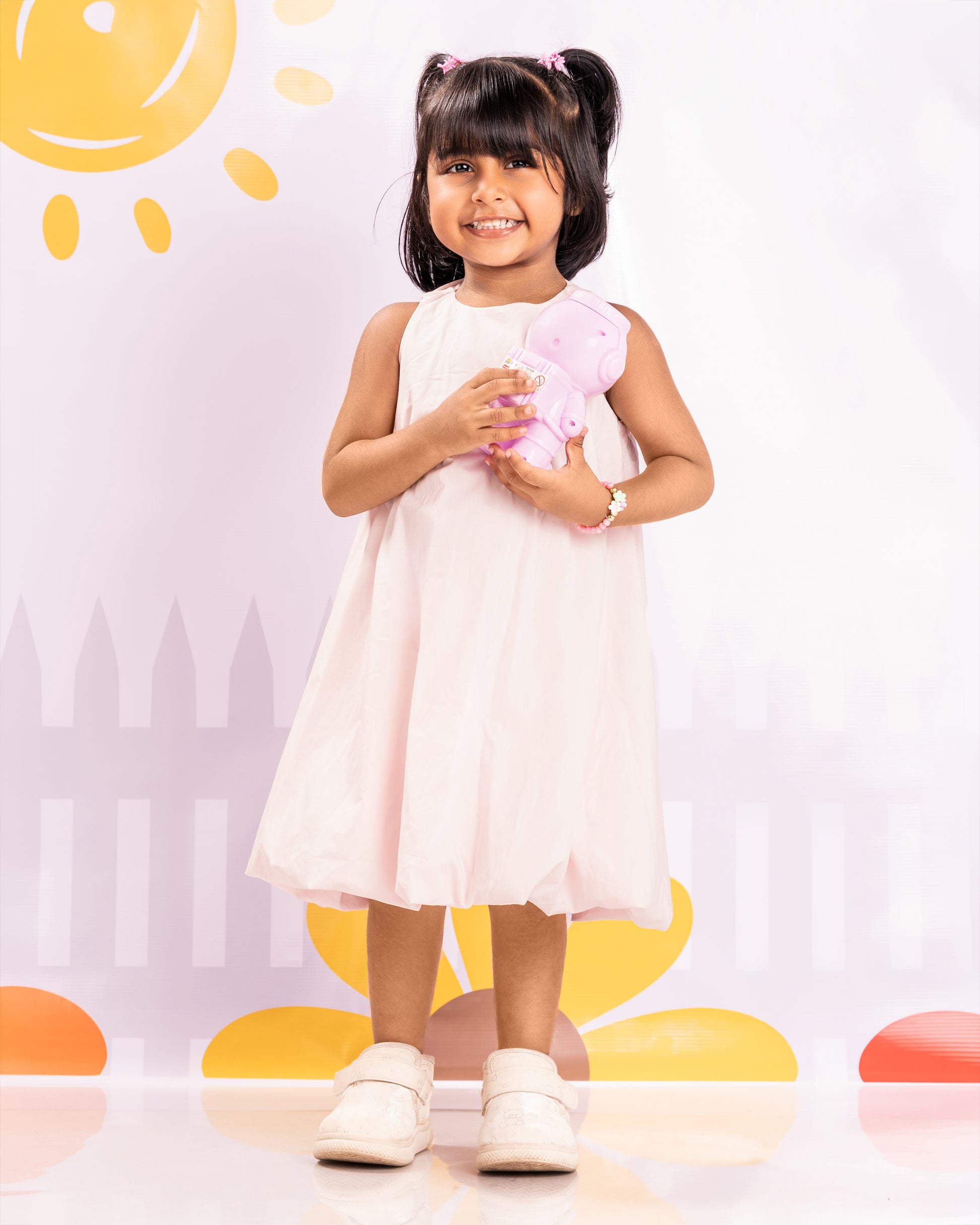 Girls' pink sleeveless A-line dress