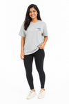 Women's grey Mirissa back print T-shirt front view